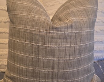 Woven Grey Stripe Pillow Covers. Slipcovers. Pillowcase.