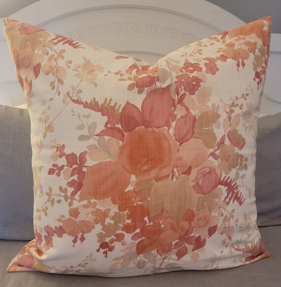 2 Color Options olivia Blush and Blue .linen Slub.floral ral .blush.neutrals.euro.lumbars.toss Pillows.throw Pillows. Etsy