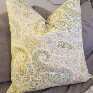 Richloom Paisley Mineral.Greens/Pale Blues/Pillowcovers.Slipcovers.Toss Pillows.Accent Pillows.Cushion Covers.Throw Pillows.Lumbar Pillows