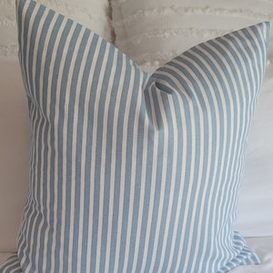 Weathered Blue Gingham and Stripe Pillow covers. Slipcovers. Pillowcases