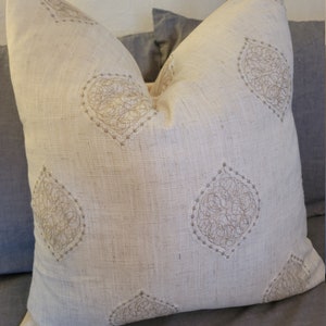 2 Color Options:Medallion Embroidered Beige or Gray pillowcovers.Slipcovers.Toss Pillows.Throw pillows.