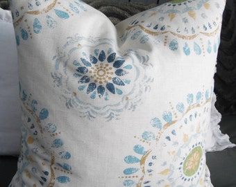 Medallion.Pillow Cover.Slipcovers.Toss Pillows.Spring Decor.Blues.Natural.Green.Beige.Home Decor Pillow Covers.Farmhouse.Country Decor