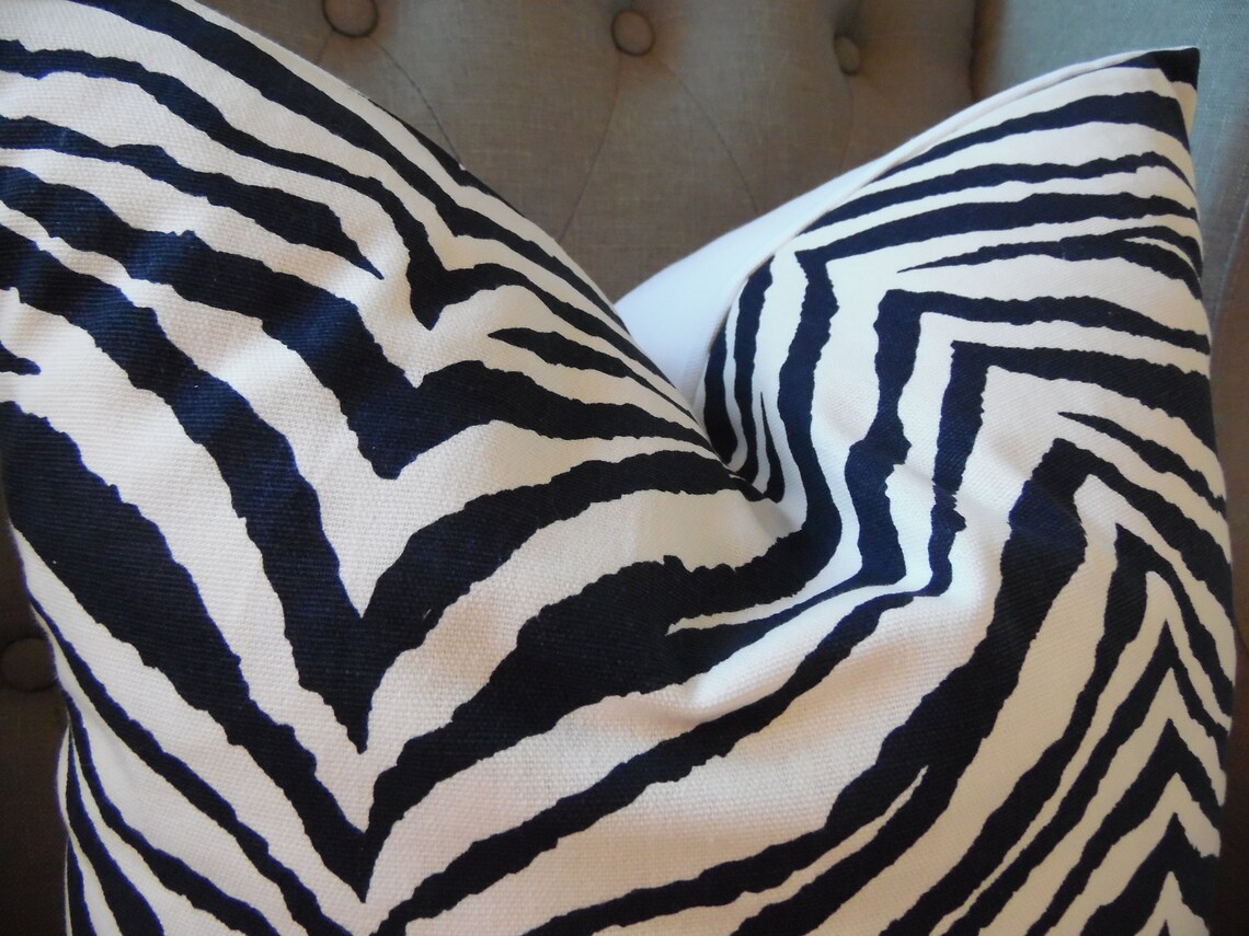 NAVY Zebra print.Toss Pillow.Covers.Slipcovers.Pillow Etsy