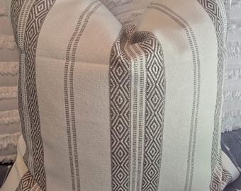 Upholstery weight fabric pillow Covers. Slipcovers. Pillowcase. Neutral Stripe