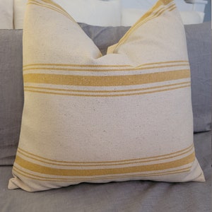 NEW Color Grain sack Mustard/Natural stripe Pillowcovers.Farmhouse PIllows.Accent Pillows.Slipcovers. Farmhouse