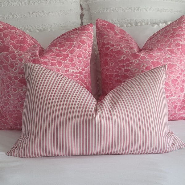 Raspberry stripe. Pillowcovers. Slipcovers. Accent Covers. Toss Pillows. Throw Pillows.