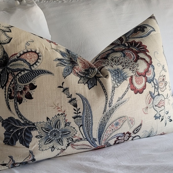 2 Color Options: Denim/Foam Kaufmann floral pillowcovers.Slipcovers.Toss Pillows.Accents.throw pillows.Pillowcase