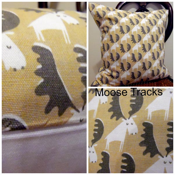 CLEARANCE Moose Tracks.Moose Pillow Covers.Pillow Cover.Moose Slip Cover.Toss Pillow.Nursery.Boys Room.Man Cave.Cabin.Ranch Life Decor.Fall
