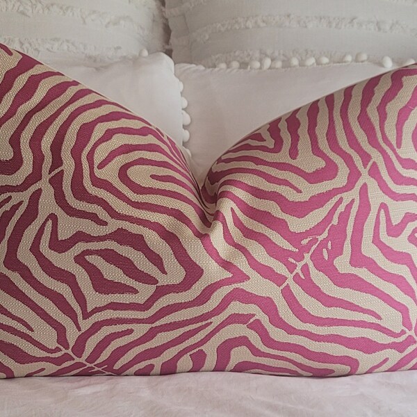 Woven Zebra stripe Fuchsia Pillowcovers. Slipcovers. Animal Stripe. Pillowcase