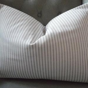 Ticking Stripe Farmhouse Pillow Cover - Grey or Black - Home Accent