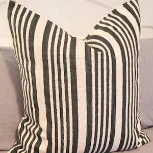 Black Multi Stripe. Cotton/Linen Blend Slub Pillowcovers. Slipcovers. Toss Pillows. Cushion covers. Accents.