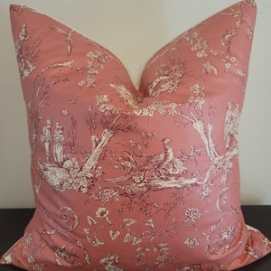 Thibaut Paysannerie Toile Raspberry.Decorative Pillow Covers. Slipcovers. Toss Pillows. Summer/Spring Decorative Pillow Covers