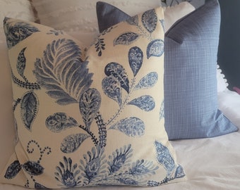 Kaufmann Artemis Printed Linen Blend in Marina.Pillowcovers.Slipcovers.Toss Pillow Accents.