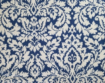 Blue Damask Pillow Cover: Cotton Toss Pillow, Home Decor Accent