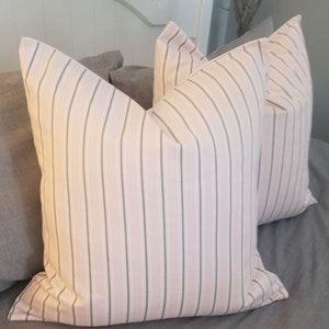 Farmhouse Decor.Country Decor Pillows.Home Decor.Nursery Decor pillows.Slip Covers.STRIPE Pillow Covers.Grey.Pink.White.Pillows.