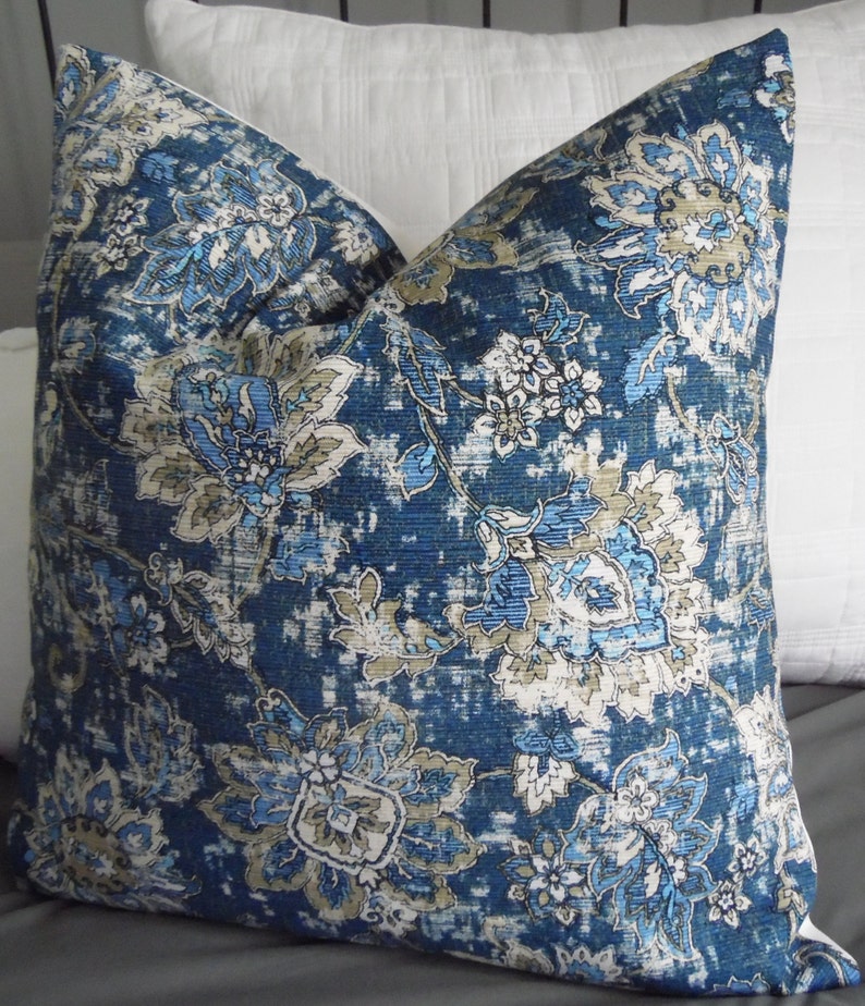 NEW Print.distressed Navy Jacquard. Pillow Etsy