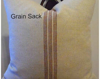 2 Color Choices GRAIN SACK Pillows.Toss Pillows.Slipcover.Farmhouse Pillow.Country Pillows.Ranch Decor.Farmhouse Decor Pillows.Natural.Red.