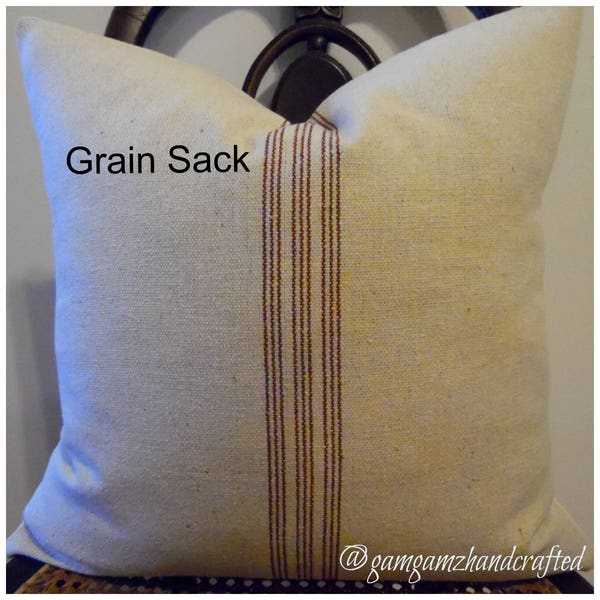 2 Color Choices GRAIN SACK Pillows.Toss Pillows.Slipcover.Farmhouse Pillow.Country Pillows.Ranch Decor.Farmhouse Decor Pillows.Natural.Red.