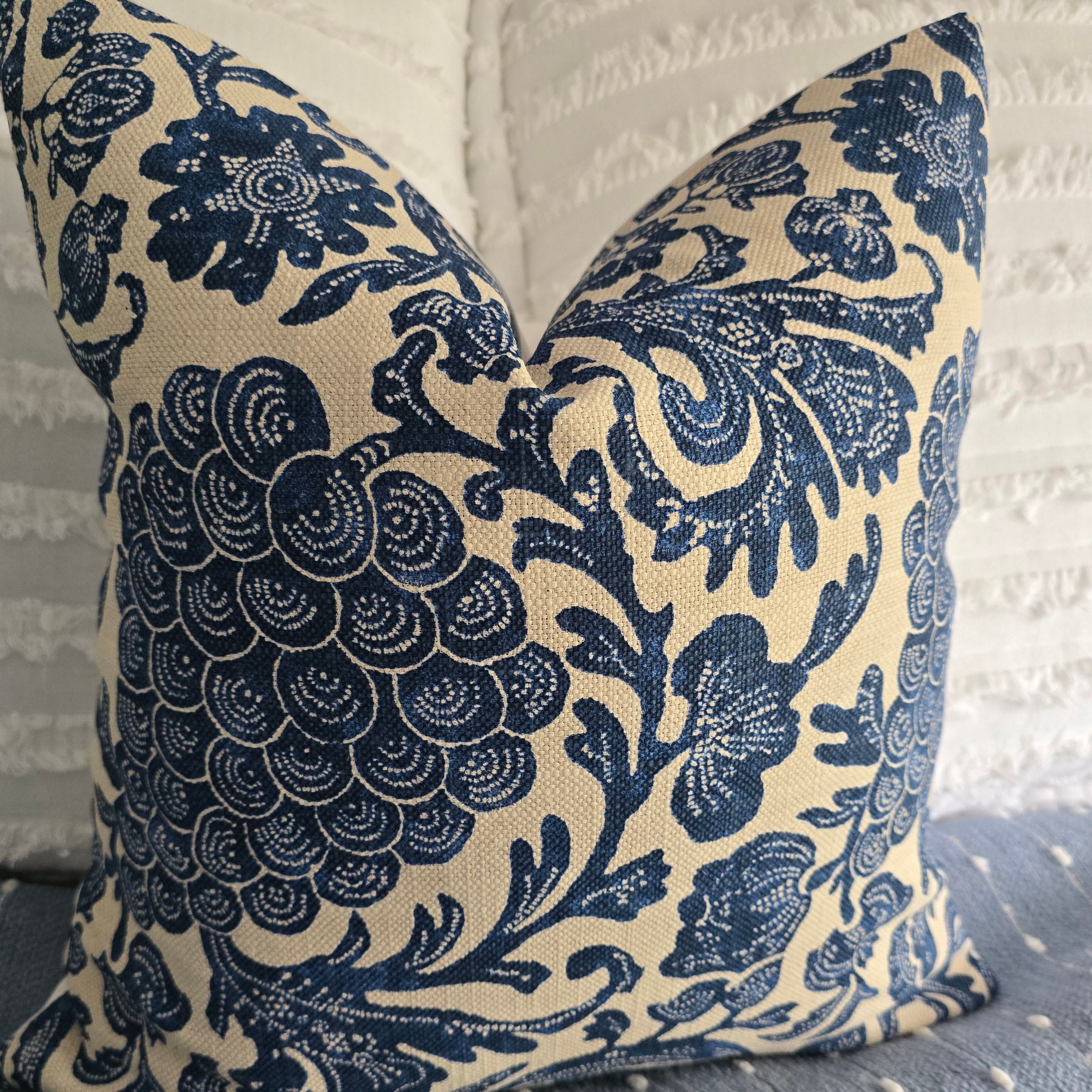 2 Color Options: Kaufmann Bountiful.Indigo. Grenadine Pillowcovers. Slipcovers.
