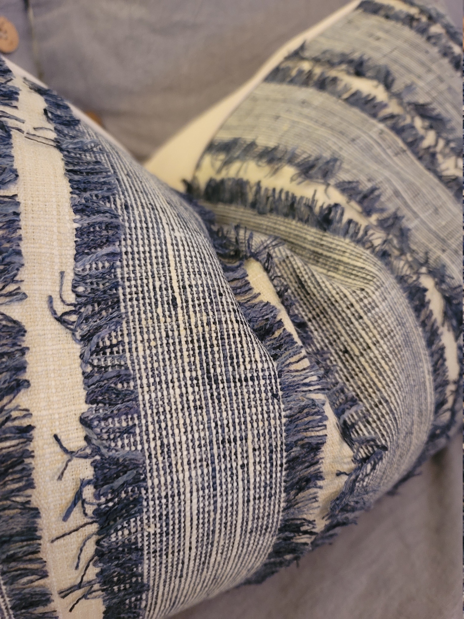 Kaufmann Woven Fringe Lakeland .pillowcovers.blue Fringe Toss Etsy
