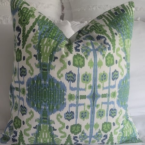 Lacefield Bombay Kelly PIllowcovers. Slipcovers. Toss Pillows. Accents. Green and Blue/White