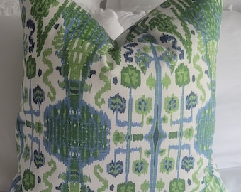 Lacefield Bombay Kelly PIllowcovers. Slipcovers. Toss Pillows. Accents. Green and Blue/White