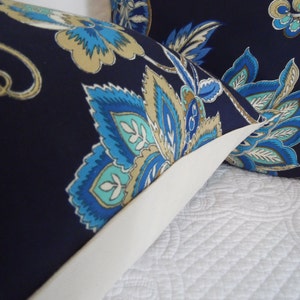 4 CHOICES Color Pattern.FLORAL Blue Pillow Cover. Grey Pillow Cover. Fall Antique. Indigo, Navy, Light Blue, Cream, Browns, Black, Grey, Red