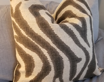 Lacefield Zebra Ikat Steel.Brown Pillow Covers.Slipcovers.Cushion covers.toss Pillows.Throw Pillows.