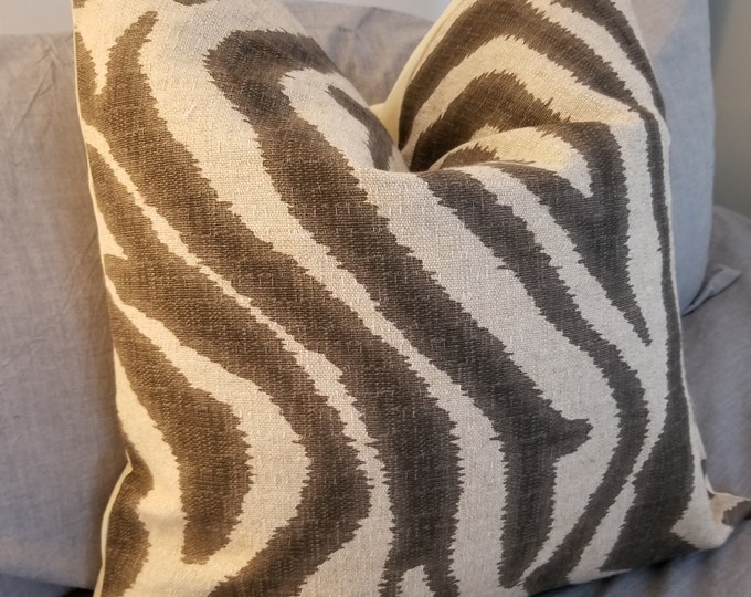 Lacefield Zebra Ikat Steel.Brown Pillow Covers.Slipcovers.Cushion covers.toss Pillows.Throw Pillows.