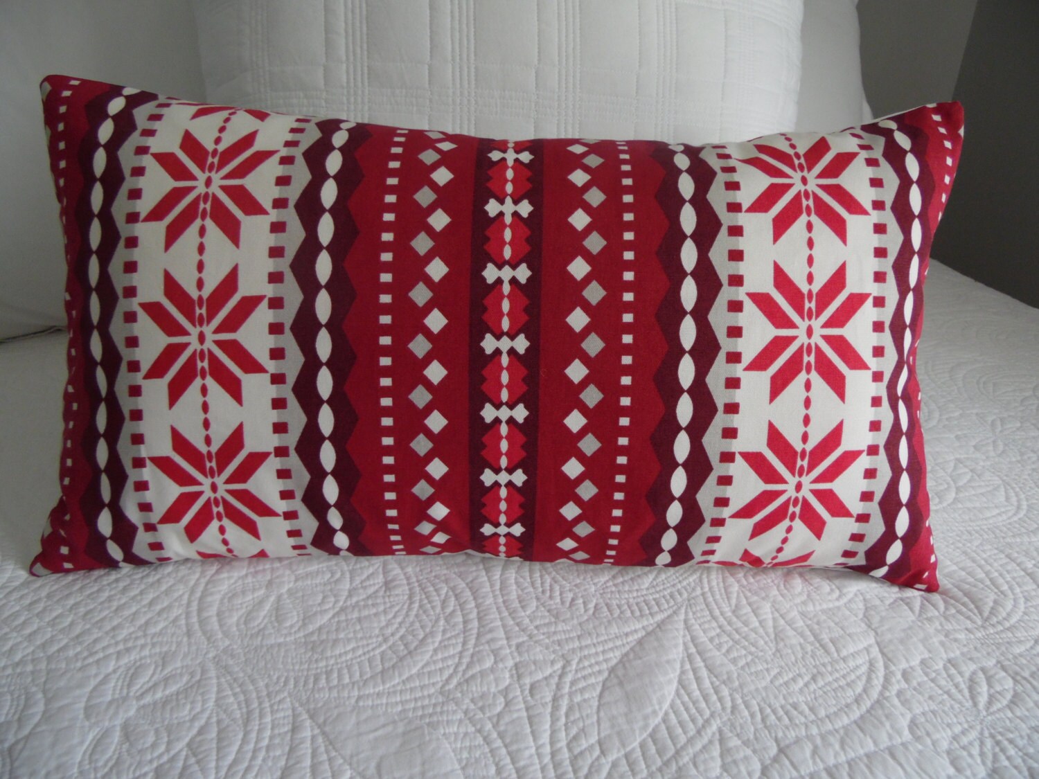 RED SNOWFLAKE Pillow Cover. Red.grey.white Pillow Cover. Etsy