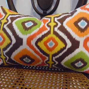 CLOSEOUT: OUTDOOR Pillow Covers.Geometric.Slip Covers.Patio Pillows.IKAT.Browns.Red.Yellows.Orange.Green.Blue Outdoor Pillow Covers