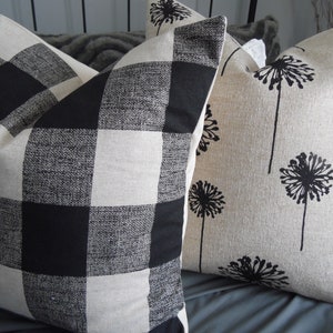 Buffalo Check.Black.Natural/Oatmeal.Med/Hvy Weight.Farmhouse Pillows.Country Decor Pillow.Slipcovers.Toss Pillows.Lumbar PillowsCushionCover