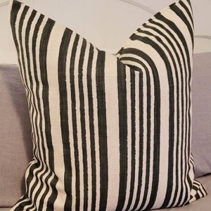 Black Multi Stripe. Cotton/Linen Blend Slub Pillowcovers. Slipcovers. Toss Pillows. Cushion covers. Accents.