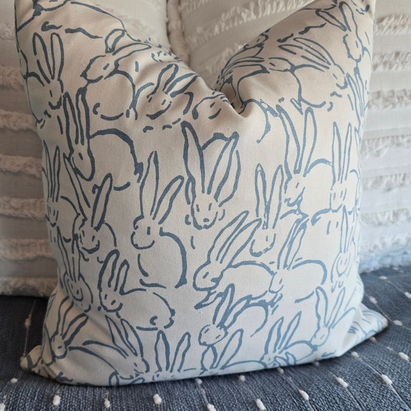 5 Color Choices. Blue, Pink, Black, Greys, Orchid Bunny Pillowvcovers. slipcovers. Pillowcases. Bunnies.