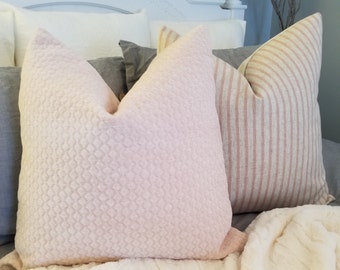 Covington Chenille Matelasse In Blush. Pillowcovers.Lumbar Pillows.Accent Pillows.