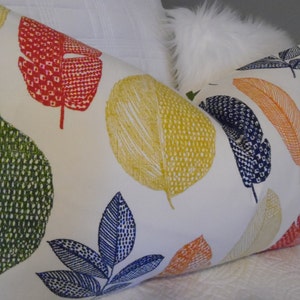 FALL.Leaves.Geometric.Blue.Citron.Orange.Green.Natural.FUN pillow Cover.Bold Print.Home Decor.Designer Fabric.Slip Cover.Summer Decor.Spring