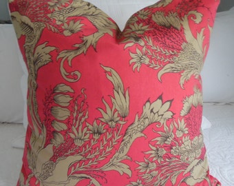 Beautiful Print Crimson and Khaki. Sateen Cotton Crimson Decor Pillow Cover.Slip Cover.Home Decor.Pillow Covers.Spring Decor.Summer