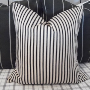 4 Colors.Black/Gray/Tan/Deep Navy.Ticking Pillowcovers.Stripe.Farmhouse Pillows.Slipcovers.Toss Pillow.Throw Pillow Covers