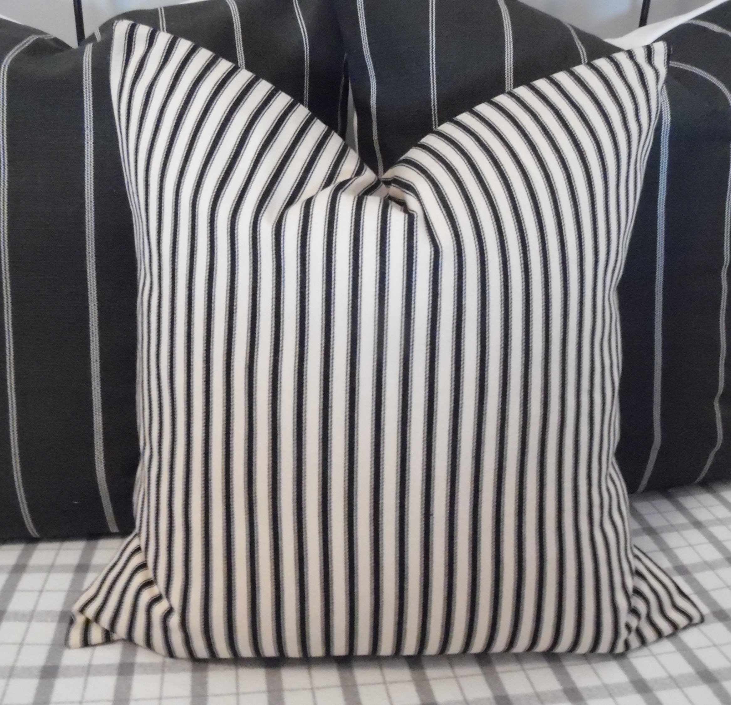 Black Ticking Stripe Throw Pillow Cover 18x18 – Southern Ticking Co.