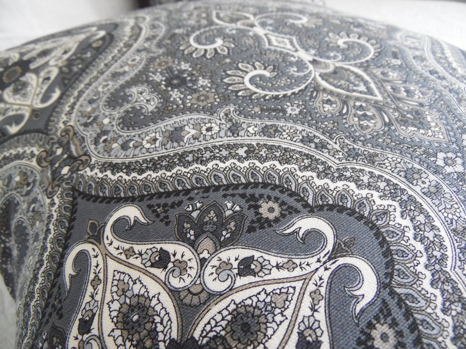 Pillow Covers. Black Paisley.grey Pillow Cover.paisely.slip Etsy