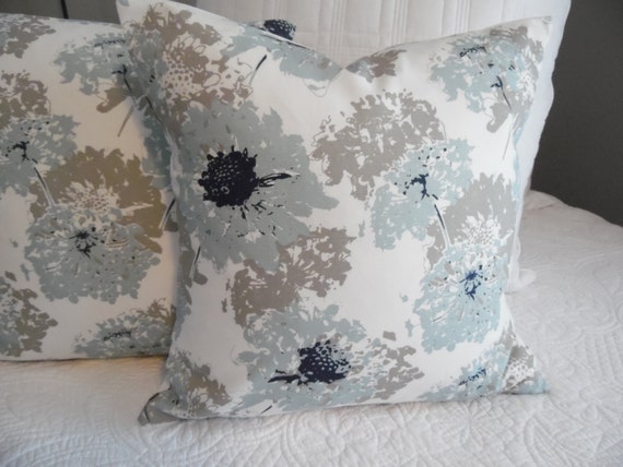 LightBlue.Taupe Grey.Throw | Etsy Spa Blue Floral Pillow Covers, Throw