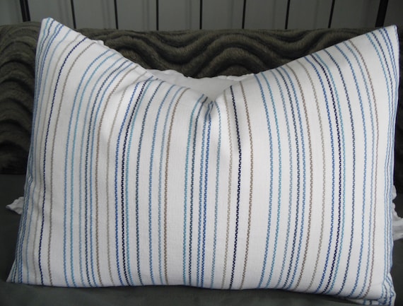 Woven Stripe.blue.white.khaki.pillow Covers.slipcover.toss Pillows.home Decor untry Decor.modern.farmhouse Decor.farmhouse.throw Pillow Etsy