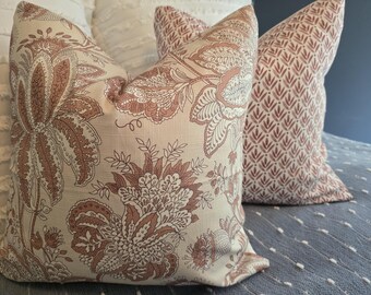 2 Pattern Pairings. Terra Beth and Plumeria Floral. Pillow Covers. Pillowcase. Slipcovers.