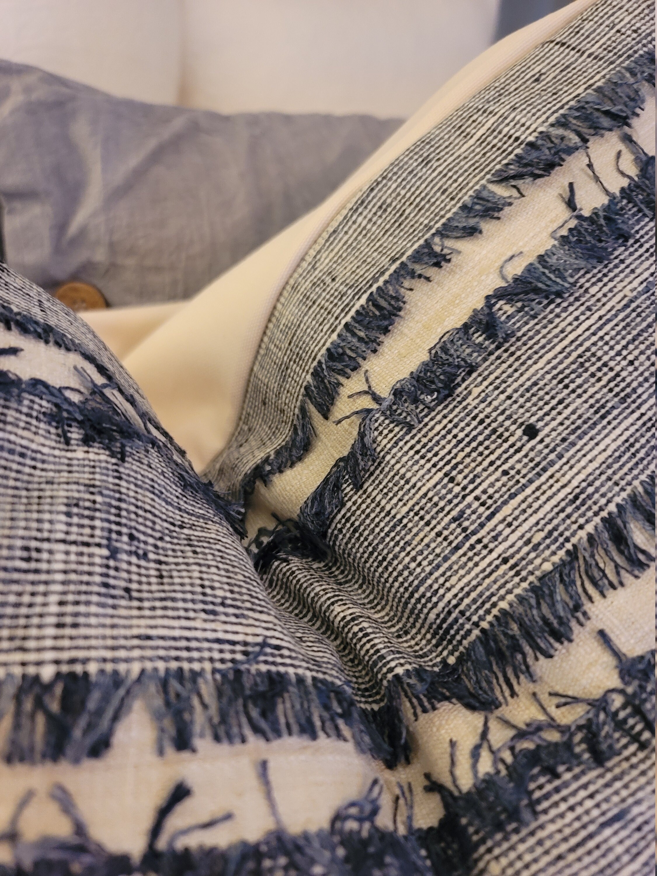 Kaufmann Woven Fringe Lakeland .pillowcovers.blue Fringe Toss Etsy