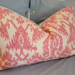 2 Color Options Thibaut Ikat in Pink.Green. Decorative Pillow Covers. Slipcovers.Pillowcase. Accents. Decor Pillows.