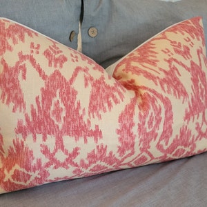 2 Color Options Thibaut Ikat in Pink.Green. Decorative Pillow Covers. Slipcovers.Pillowcase. Accents. Decor Pillows.