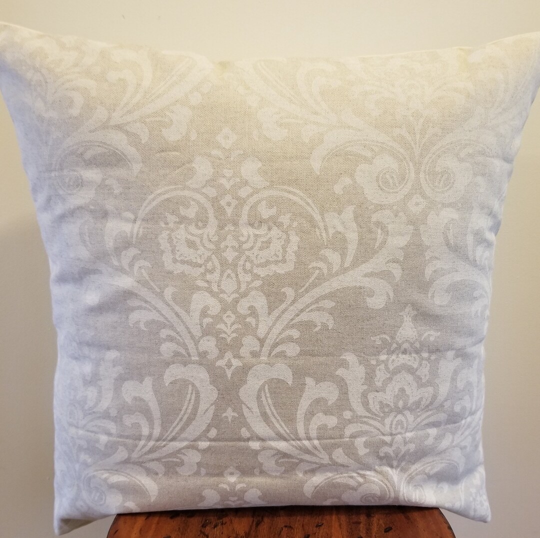 Bold Damask Print.natural.ivory.euro.pillow Covers.slipcovers.toss Pillows.farmhouse.cushion