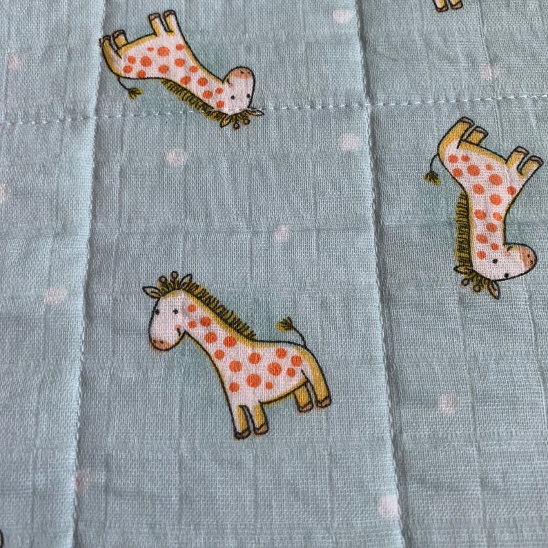 Double Gauze Gingham Check Boy or Girl Giraffe Cotton Gauze Baby Burp Cloths Quilted Little Me Unique Baby Gift Muslin Orange Blue