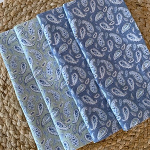 Cloth Dinner Napkins, Blue Green, Set of 4, Paisley, Hemmed, Mitered Corners, Table Linens, Reusable  Napkins, Housewarming, Gift for Mom