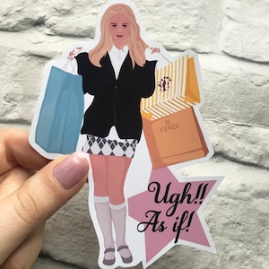 Clueless Cher 'As If' Sticker - Totally Buggin - jaren 90 baby verjaardagskaart - Chick Flick Movie Print Gift - flirterige jaren '30